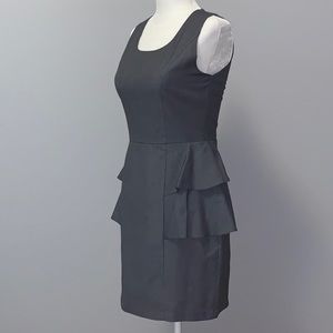 Gray Mini Classic Office Fitted Dress W/ Ruffles S